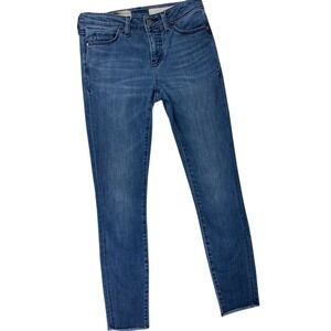 Pilcro and the Letterpress Script Cropped Jeans Size 26 Blue Wash Raw Hem